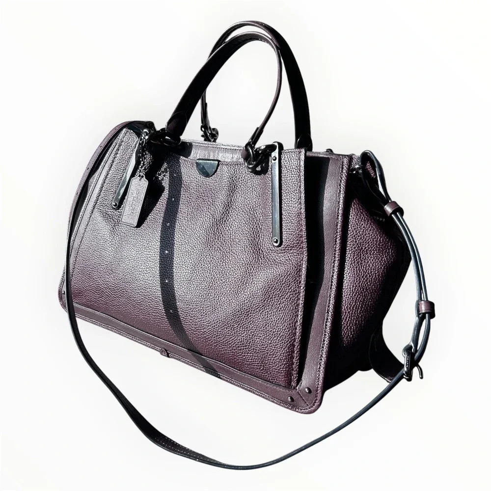Coach Dreamer 36 Satchel Oxblood Burgundy Pebbled Leather Handbag Gunmetal Large